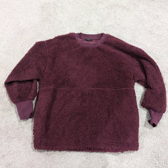 COS Maroon Oversized Teddy Fleece Crewneck Sweatshirt Size M/L - Picture 1 of 7